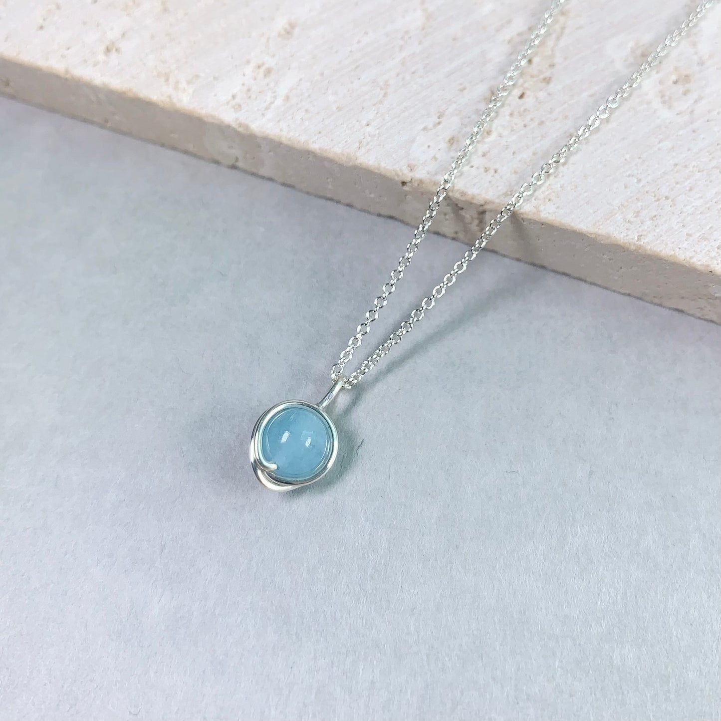 Aquamarine Pendant Necklace / March