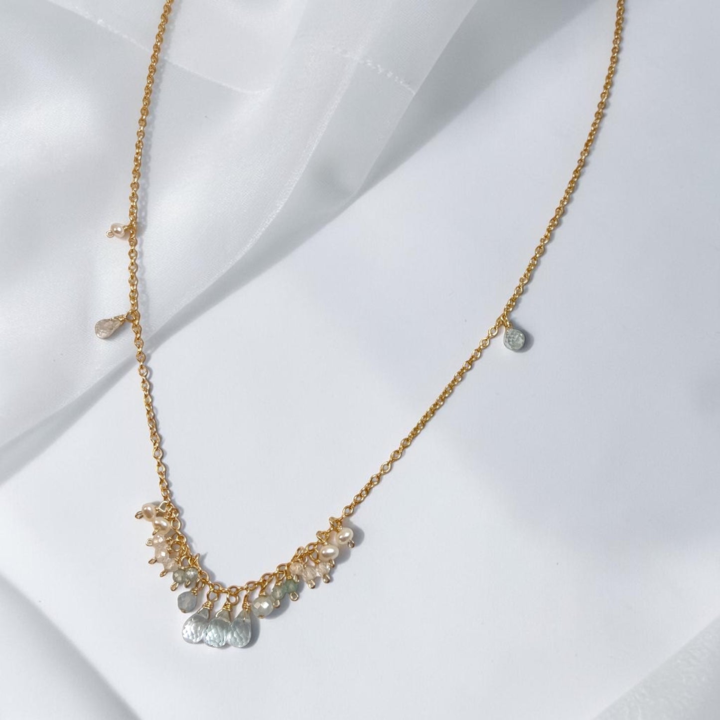 Blue Topaz Cluster Necklace
