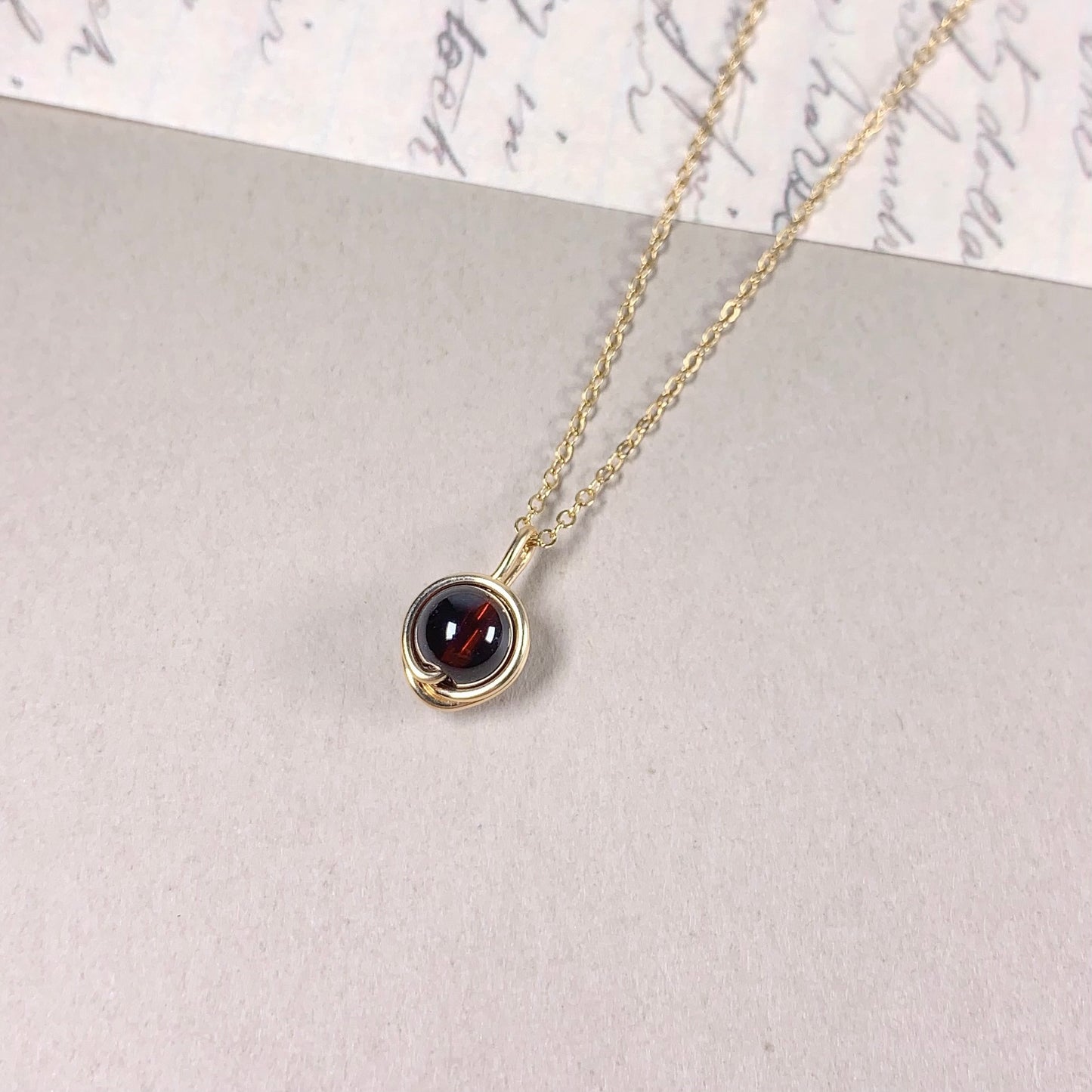 Garnet Pendant Necklace / January