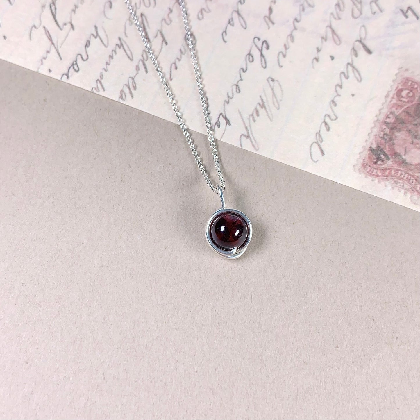 Garnet Pendant Necklace / January