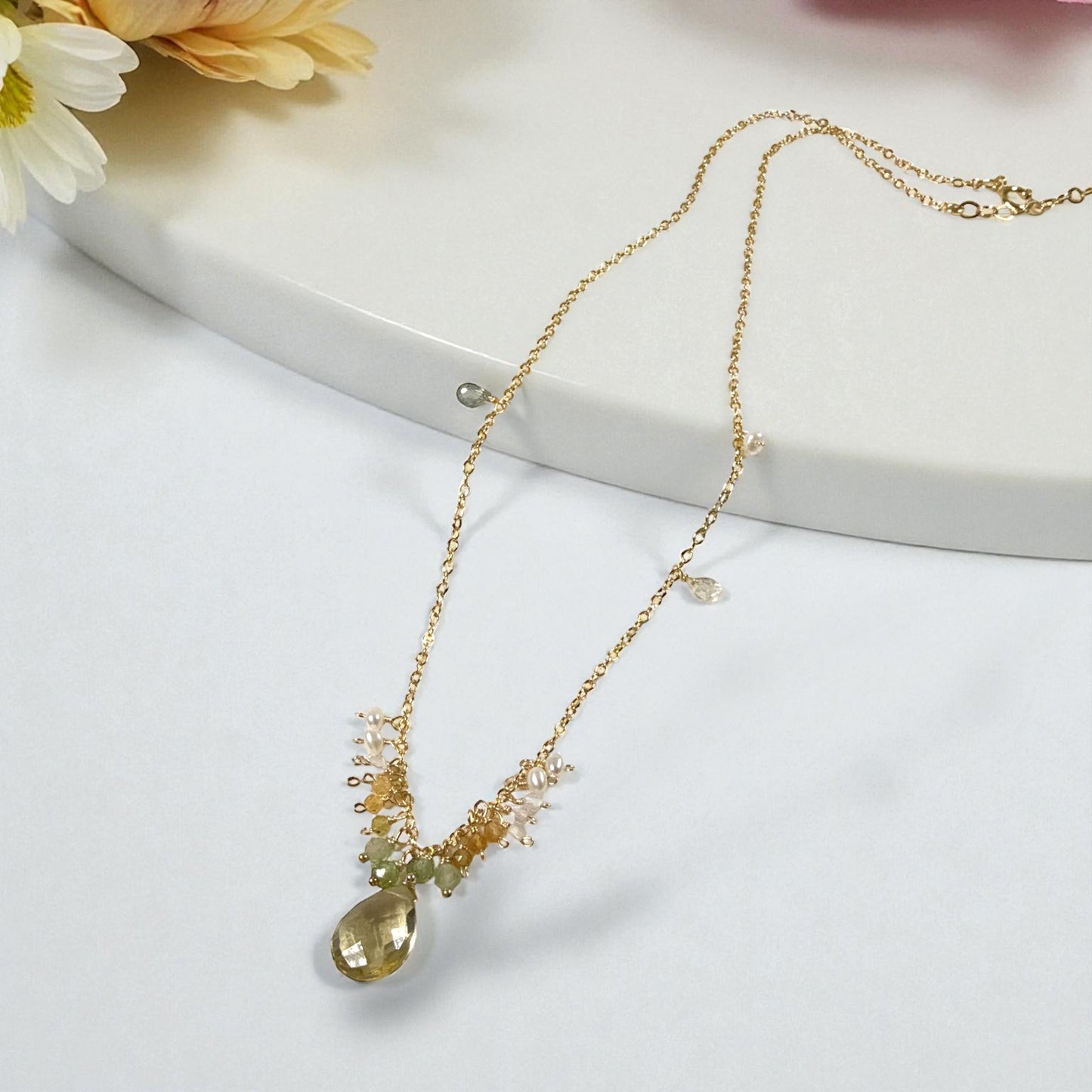 Lemon Quartz Dangle Necklace