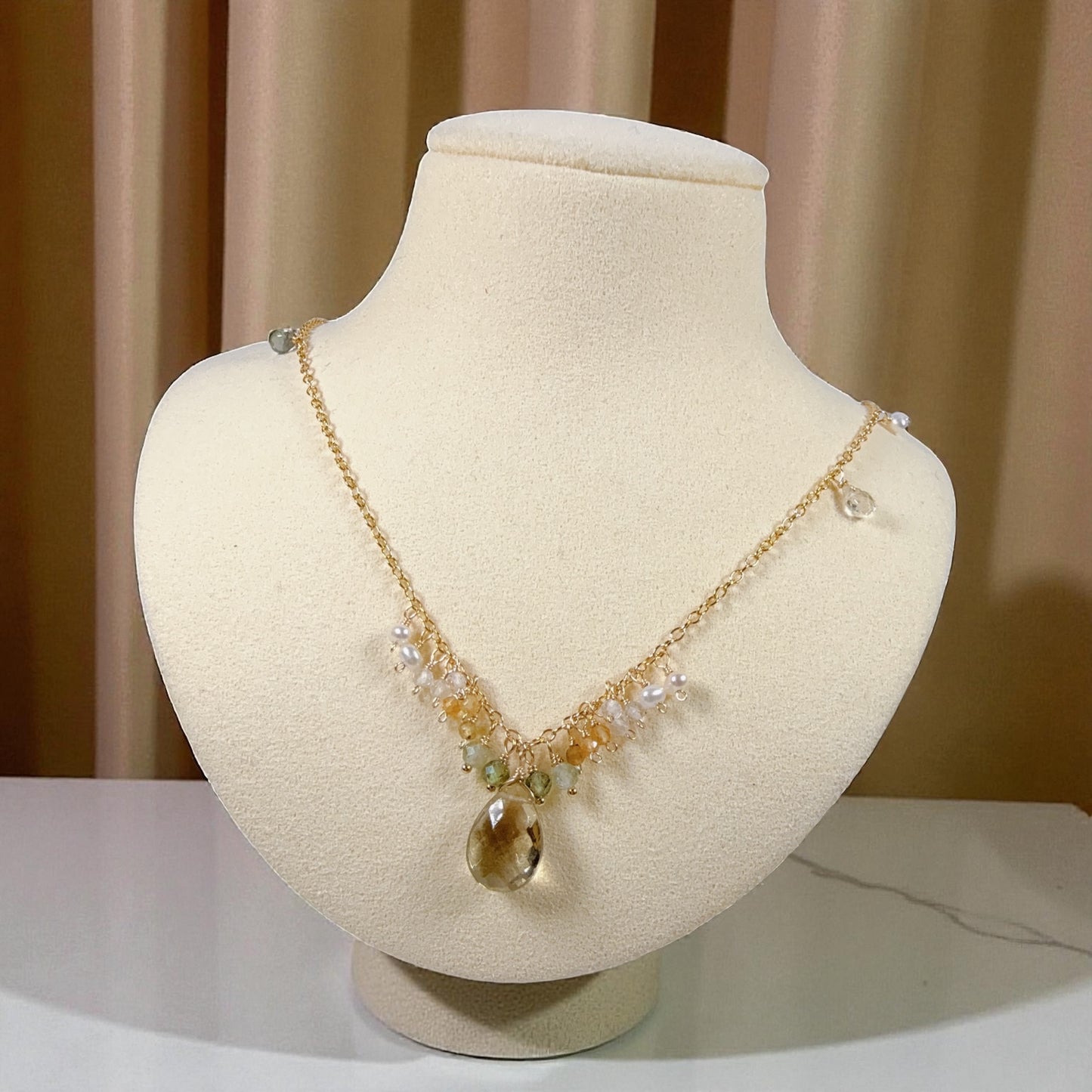 Lemon Quartz Dangle Necklace