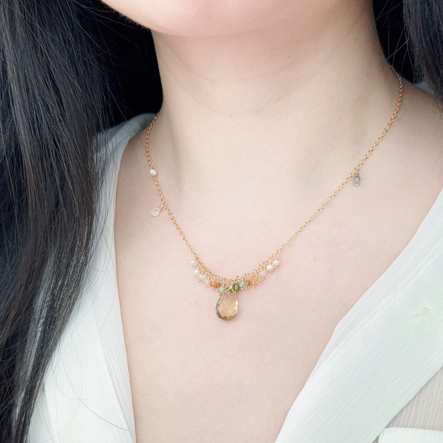 Lemon Quartz Dangle Necklace