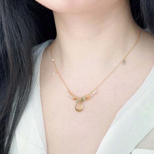 Lemon Quartz Dangle Necklace