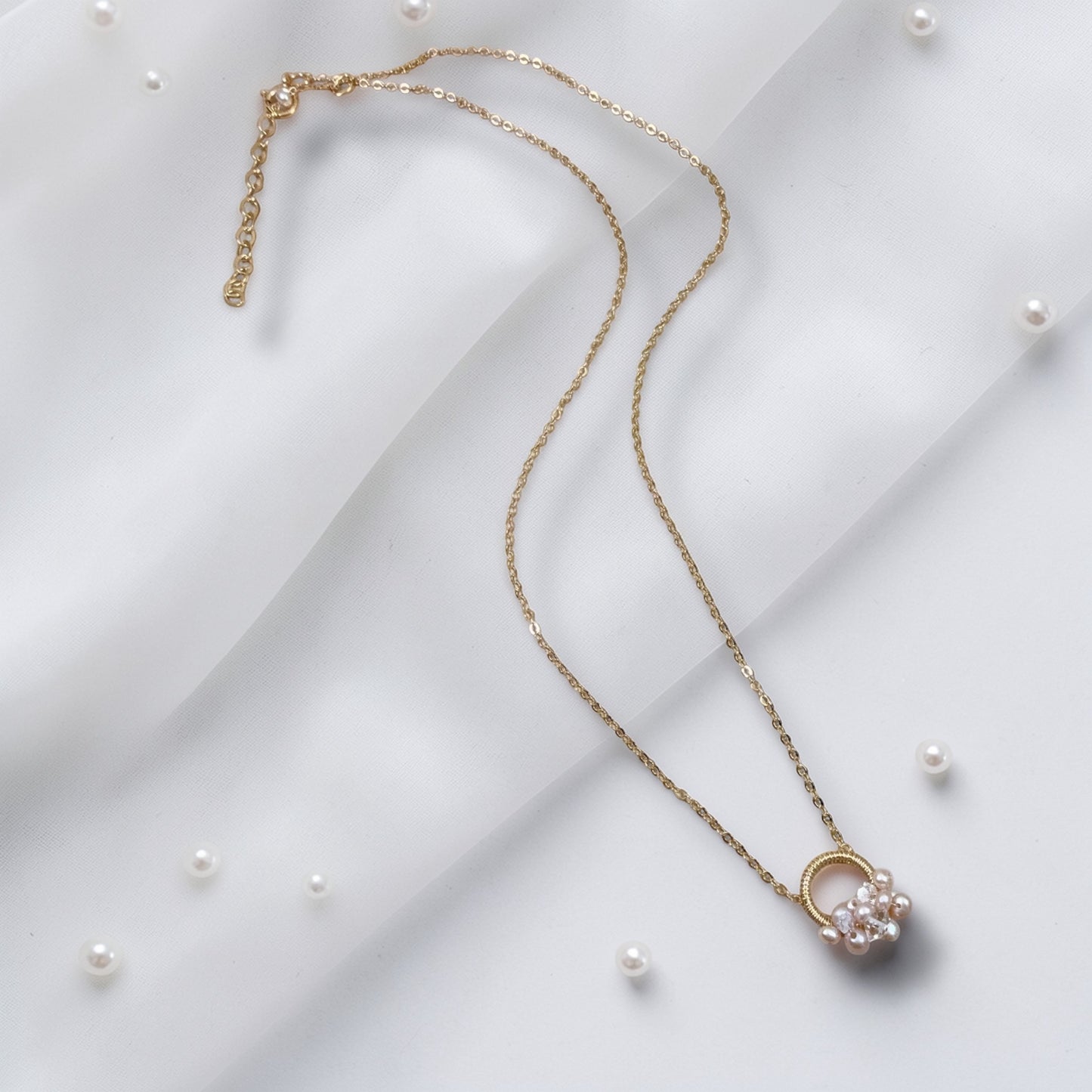 Pink Pearl on Loop Pendant Necklace