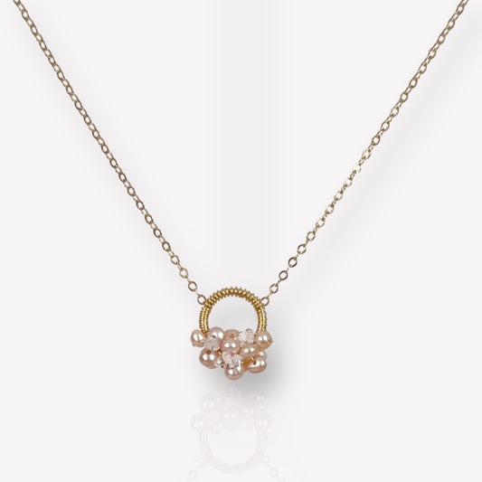 Pink Pearl on Loop Pendant Necklace