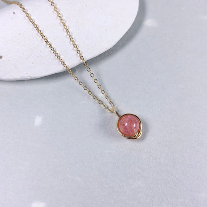 Strawberry Quartz Pendant Necklace