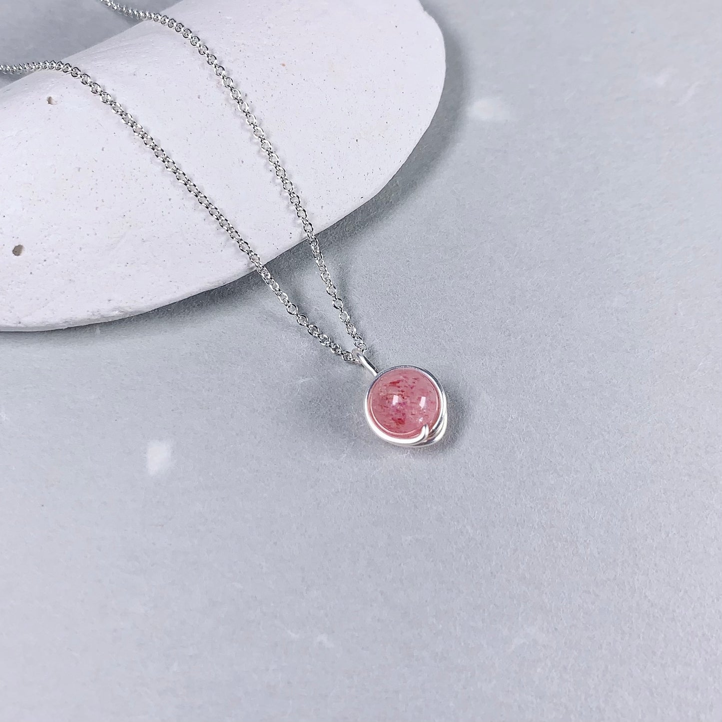 Strawberry Quartz Pendant Necklace