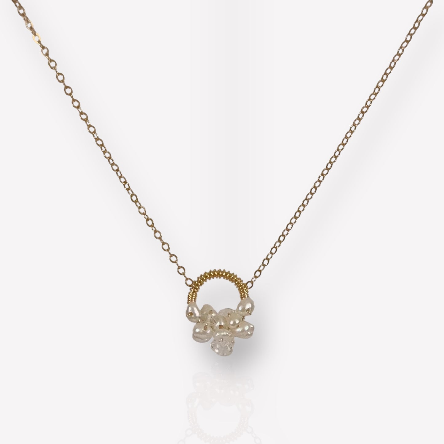 White Pearl on Loop Pendant Necklace