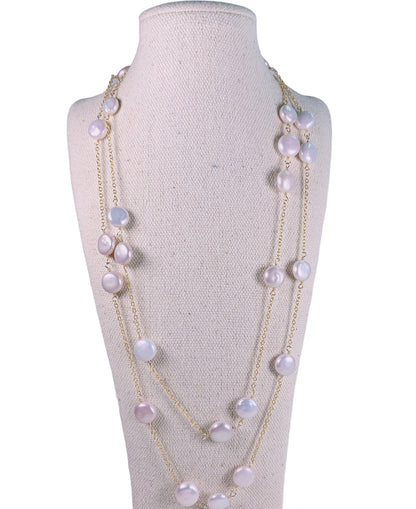 Coin Pearl Long Necklace 38"