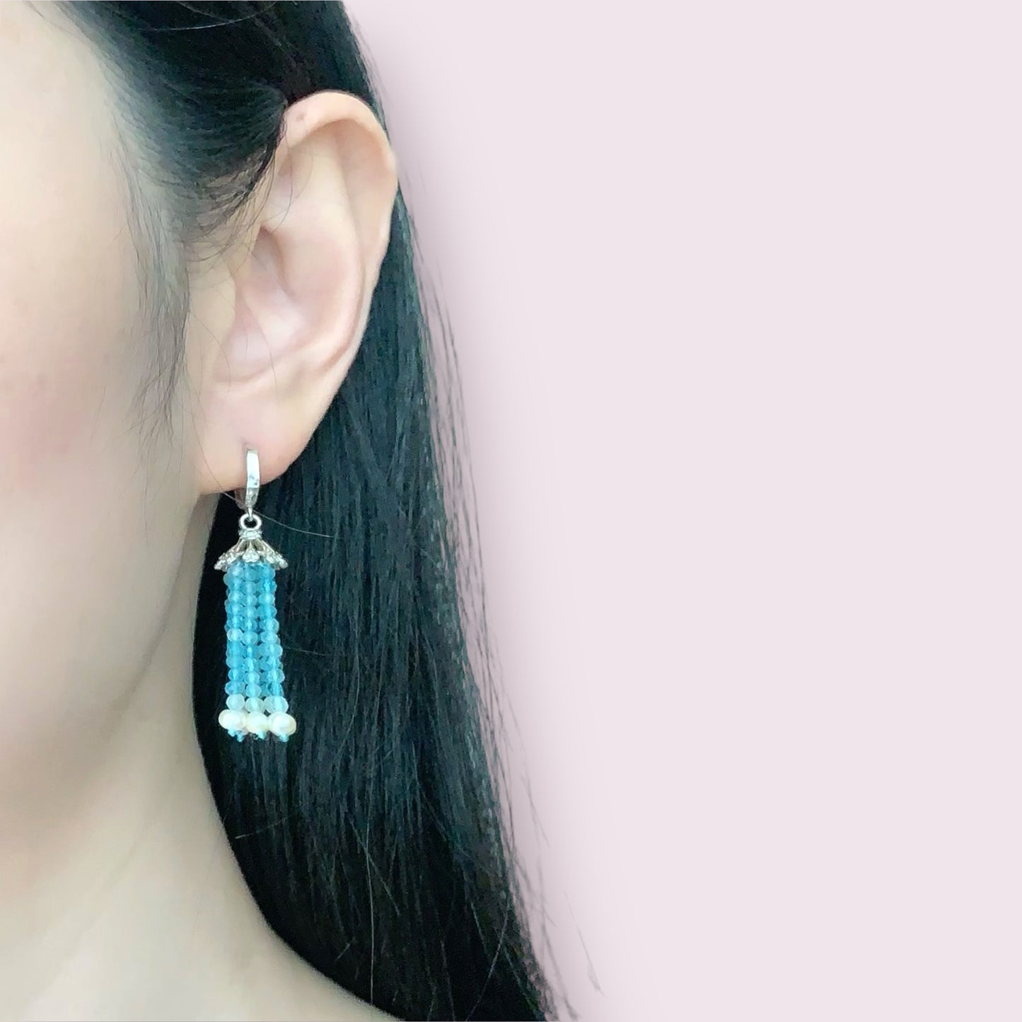 Aquamarine Tassel Earrings