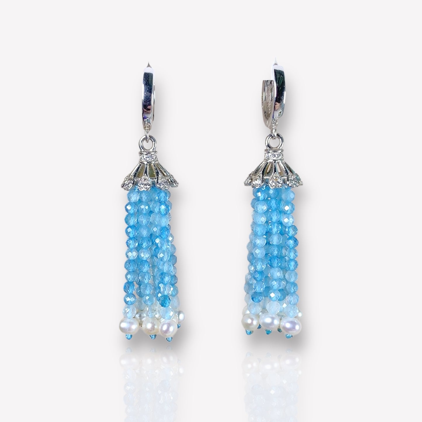 Aquamarine Tassel Earrings