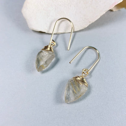 Rutilated Quartz Dangle Earrings