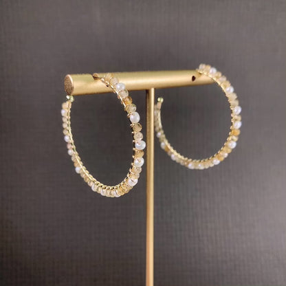 Citrine and Pearl Hoop Earrings