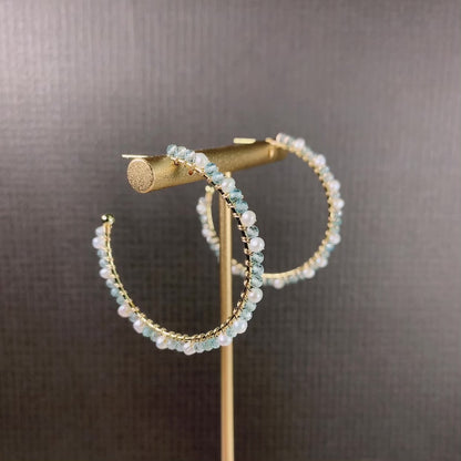 Apatite and Pearl Hoop Earrings