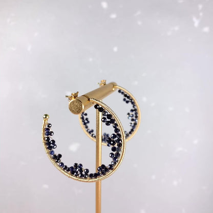 Sapphire Lace Cave Hoop Earrings