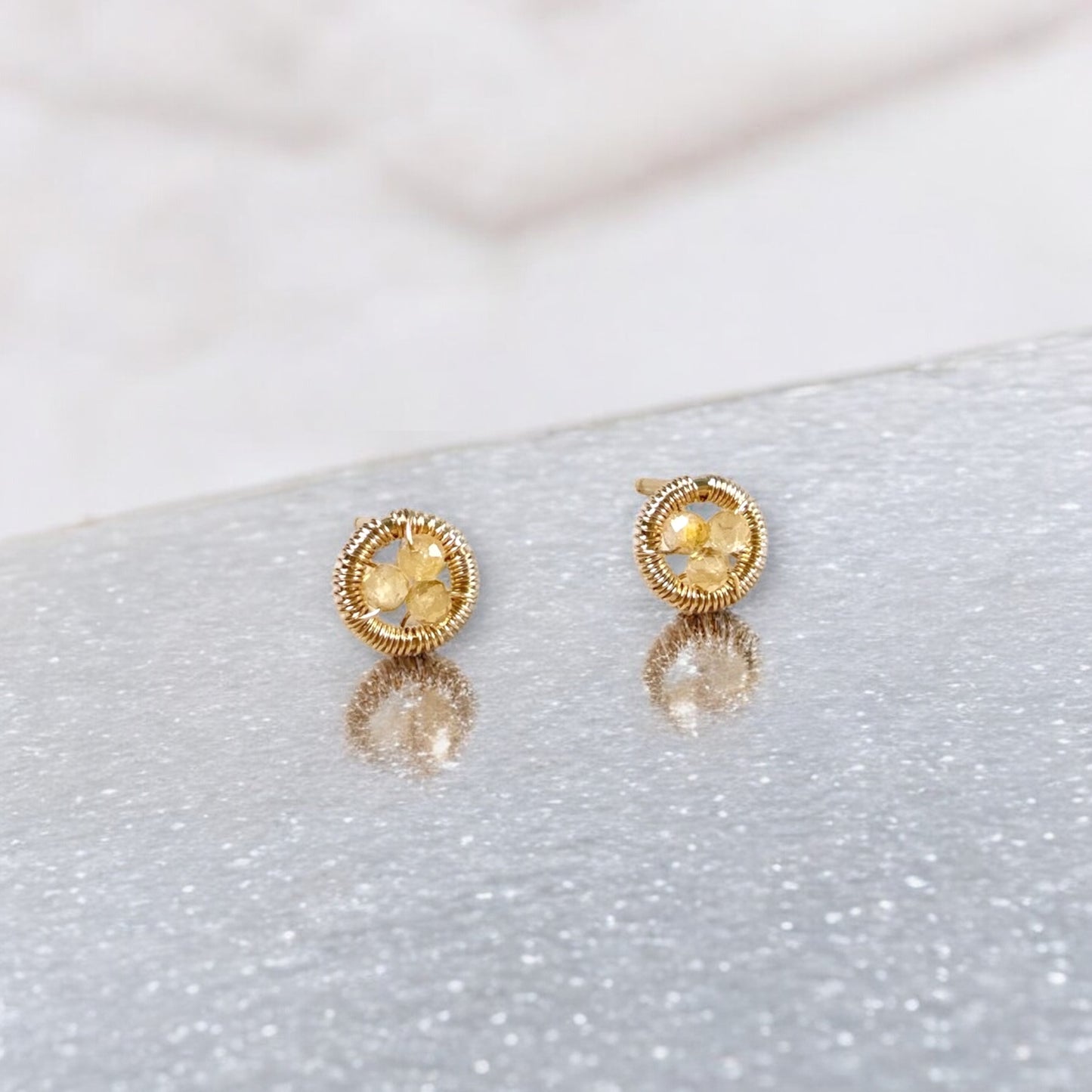 Halo Citrine Stud Earrings / November