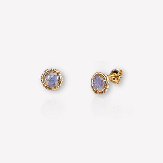 Halo Tanzanite Stud Earrings / December