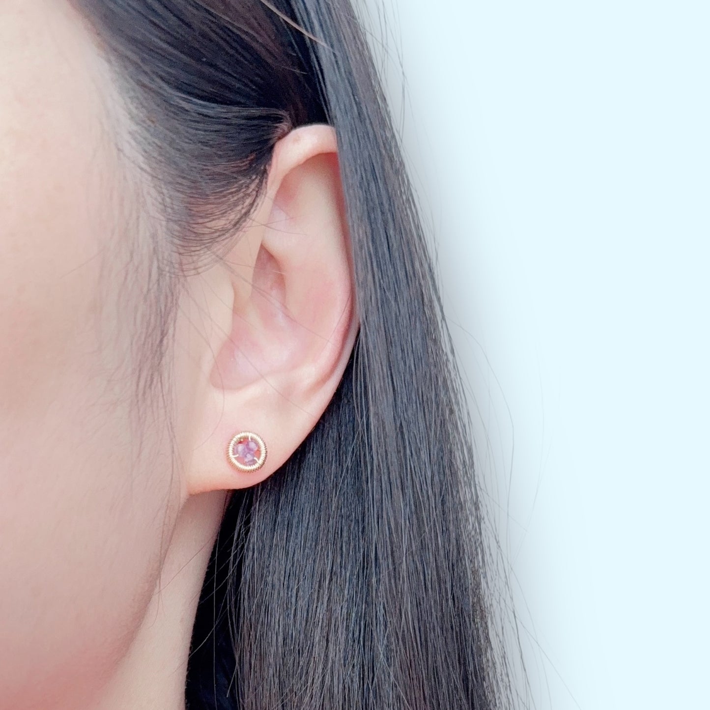 Halo Amethyst Stud Earrings / February