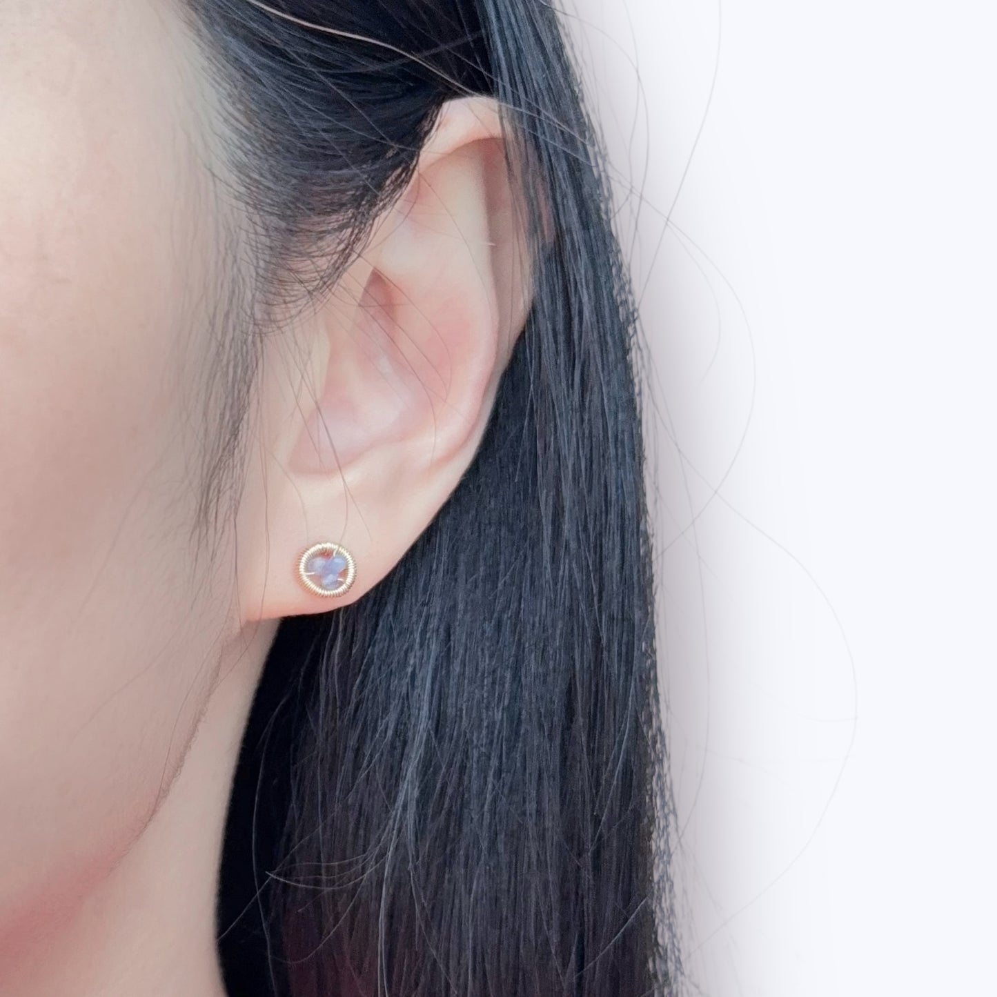 Halo Tanzanite Stud Earrings / December