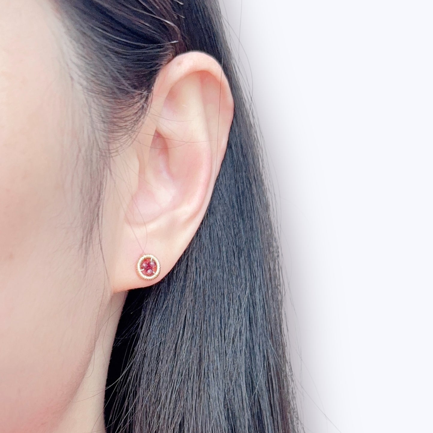 Halo Garnet Stud Earrings / January