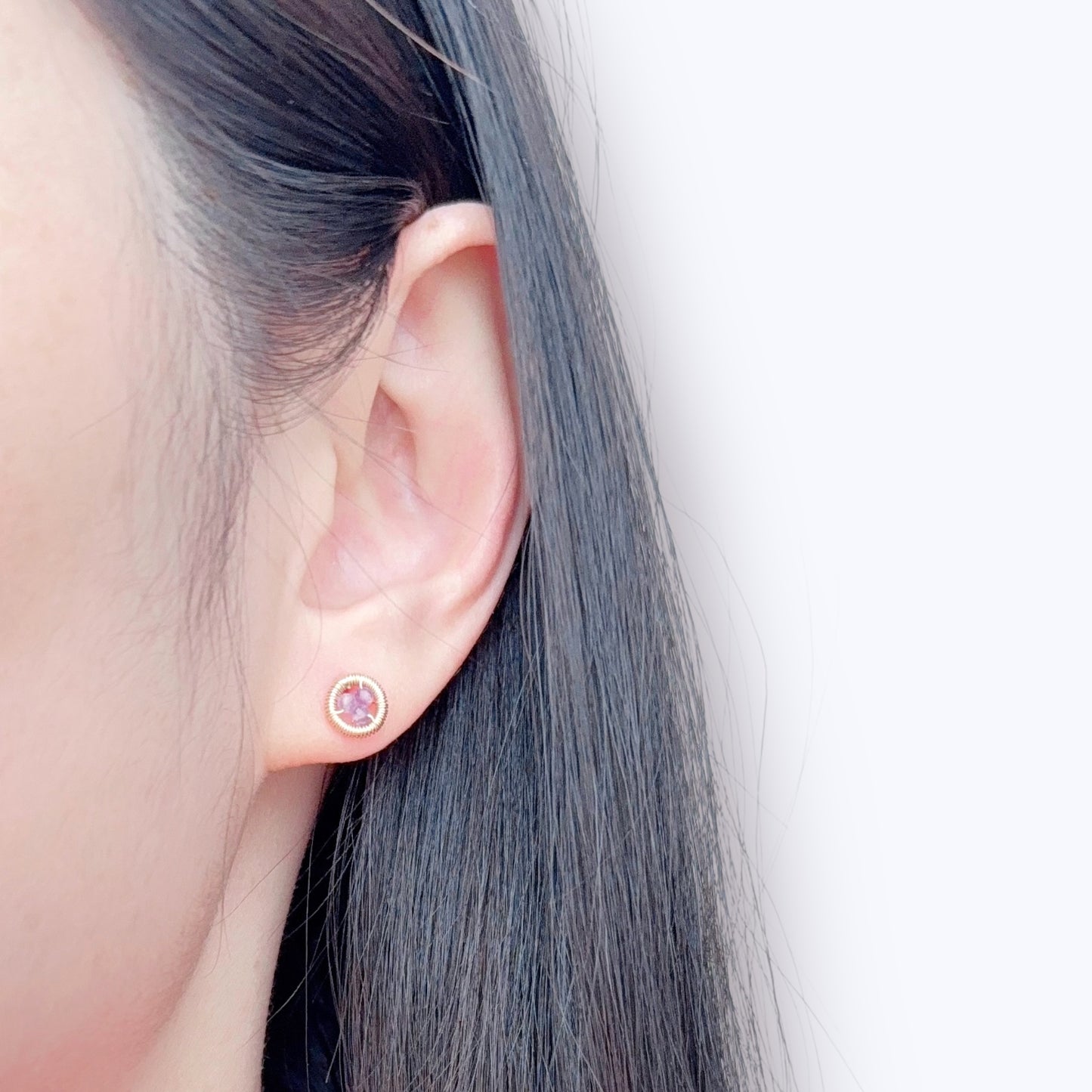 Halo Amethyst Stud Earrings / February