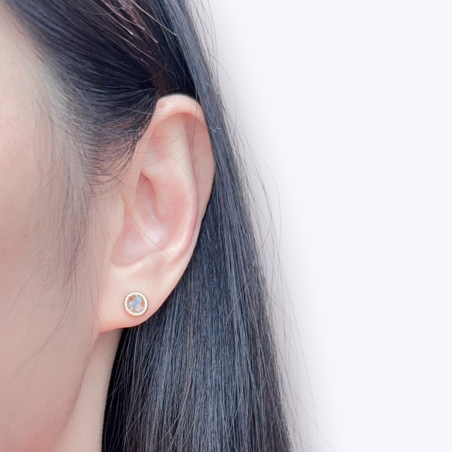 Halo Aquamarine Stud Earrings / March