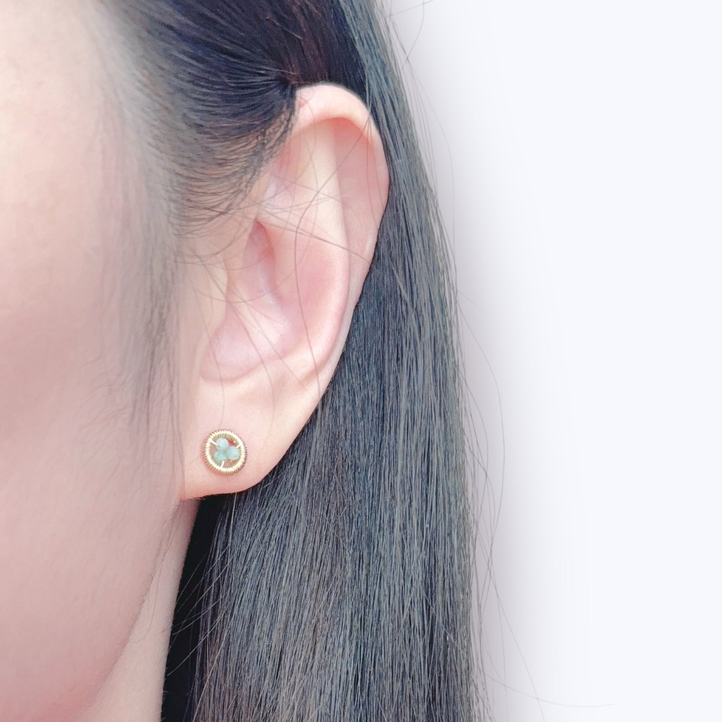 Halo Emerald Stud Earrings / May
