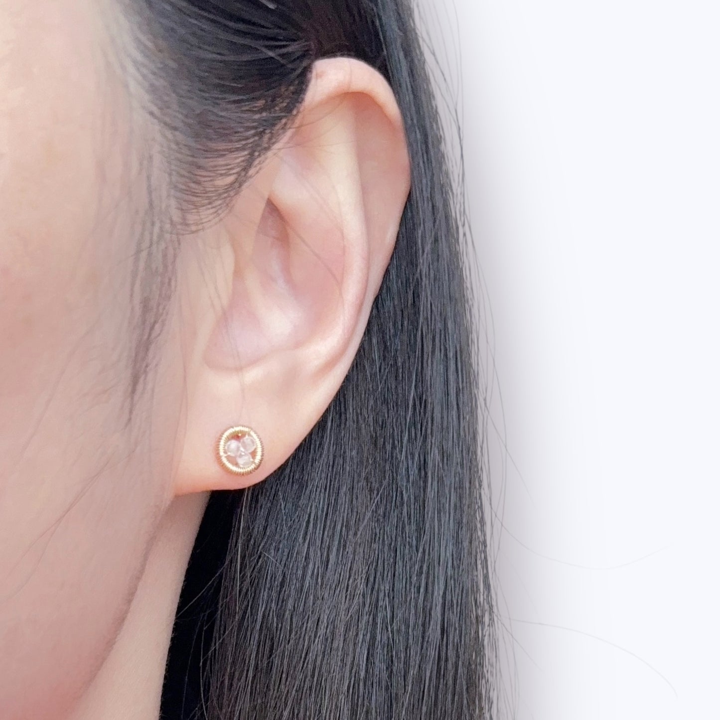 Halo Moonstone Stud Earrings / June