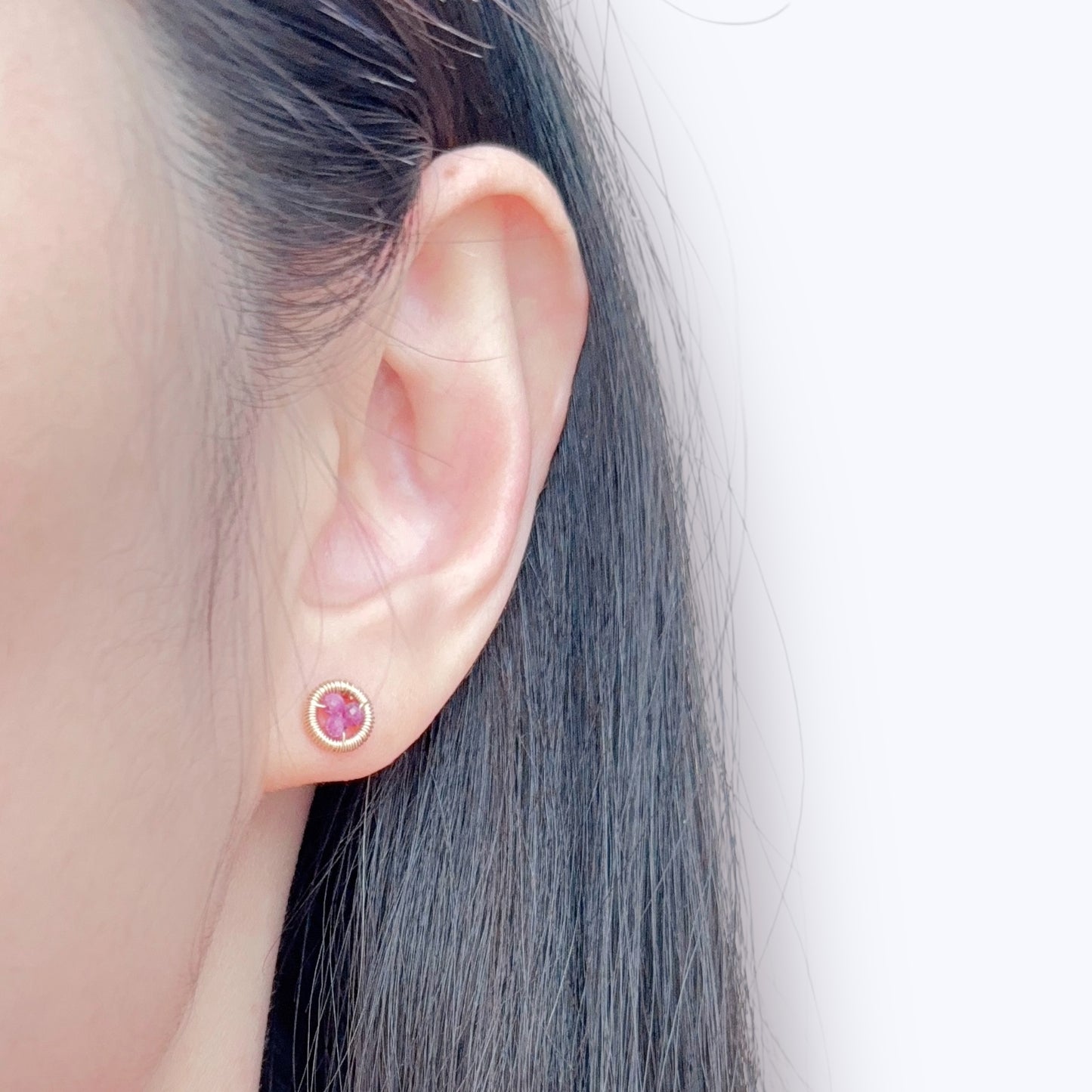 Halo Ruby Stud Earrings / July