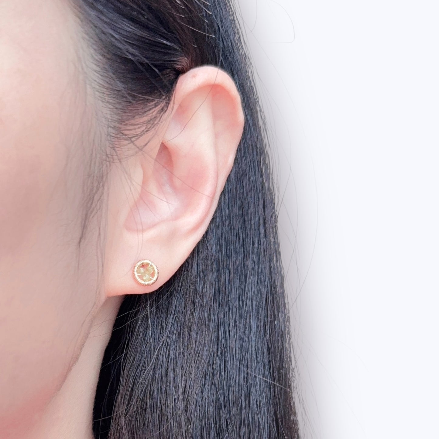 Halo Peridot Stud Earrings / August