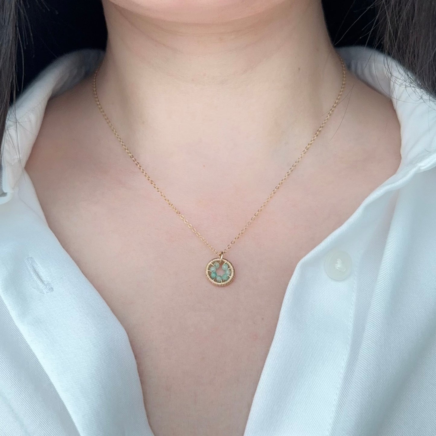 Halo Emerald Necklace / May