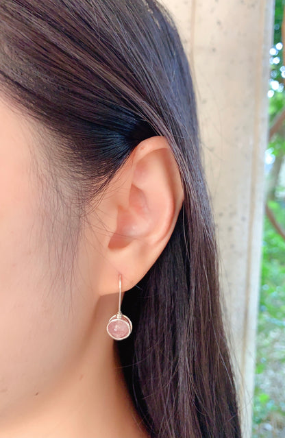 Strawberry Quartz Hook Earrings