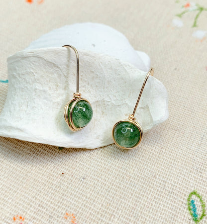 Green Strawberry Quartz Hook Earrings