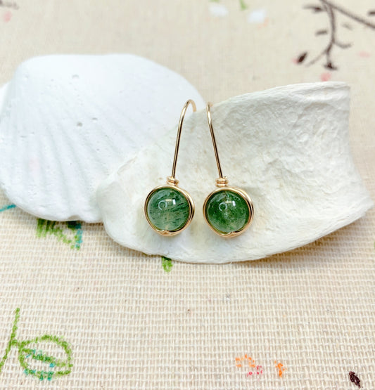 Green Strawberry Quartz Hook Earrings