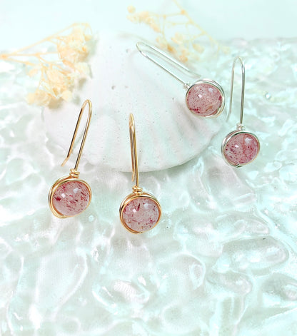 Strawberry Quartz Hook Earrings